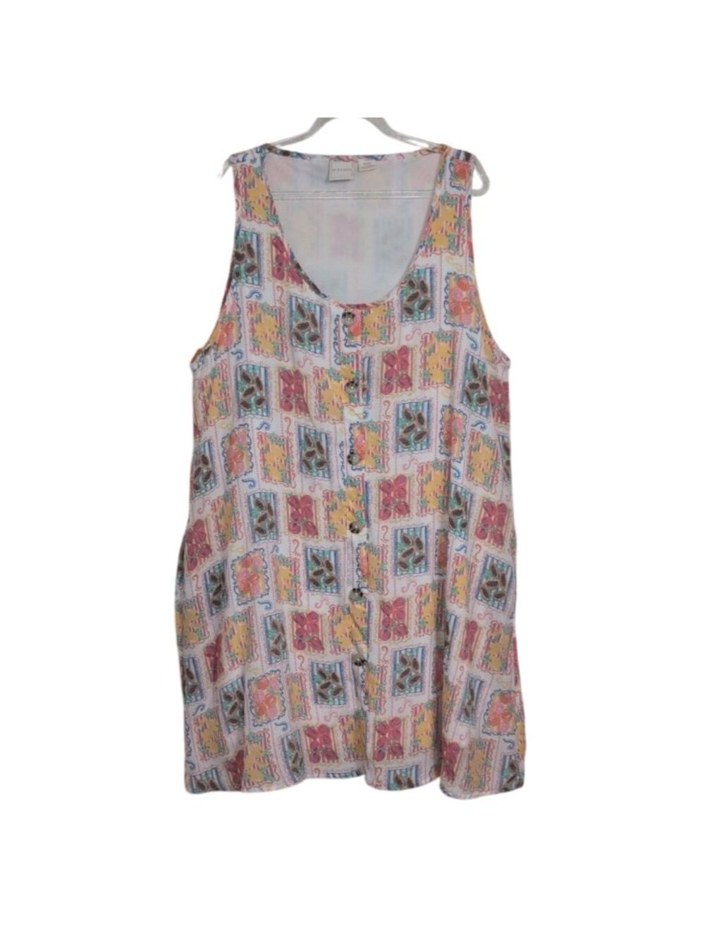 Zac & Rachel Fruit Dress Womens Size XL Papaya Tropical Sleeveless Pullover